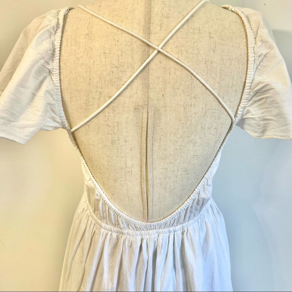 Zara Open-Back Crochet White Maxi Dress - Picture 6 of 8